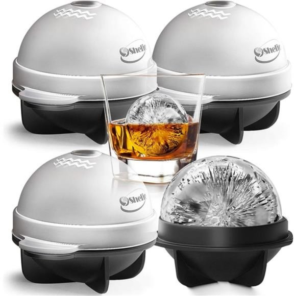 Round Ice Cube Mold Set of 4 Individual 2.5 Inch Tight Sealing, Leak Proof - Picture 1 of 6